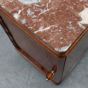 Pair of Art Deco nightstands in oak with marble top, France ca. 1925