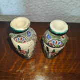 2 Old enamelled satsuma vases XIXth handmade miniatures