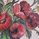 Oil on Canvas Knife Painting Still Life Flowers Poppies Signed M