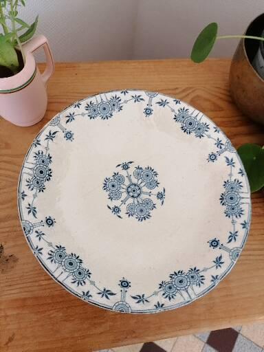 Composition in earthenware iron earth Gien model Stocklom blue art nouveau