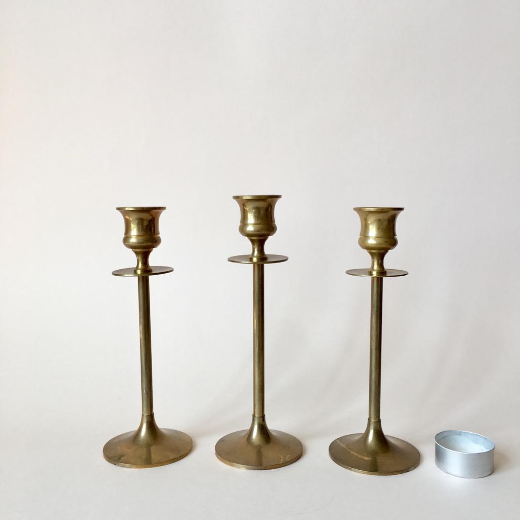6 german brass candleholders