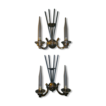 Paire d'appliques à 2 bras, art deco period