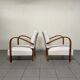 Pair of Art Deco Armchairs in Curved Wood, Italian Manufacture, 1930s - 1940s