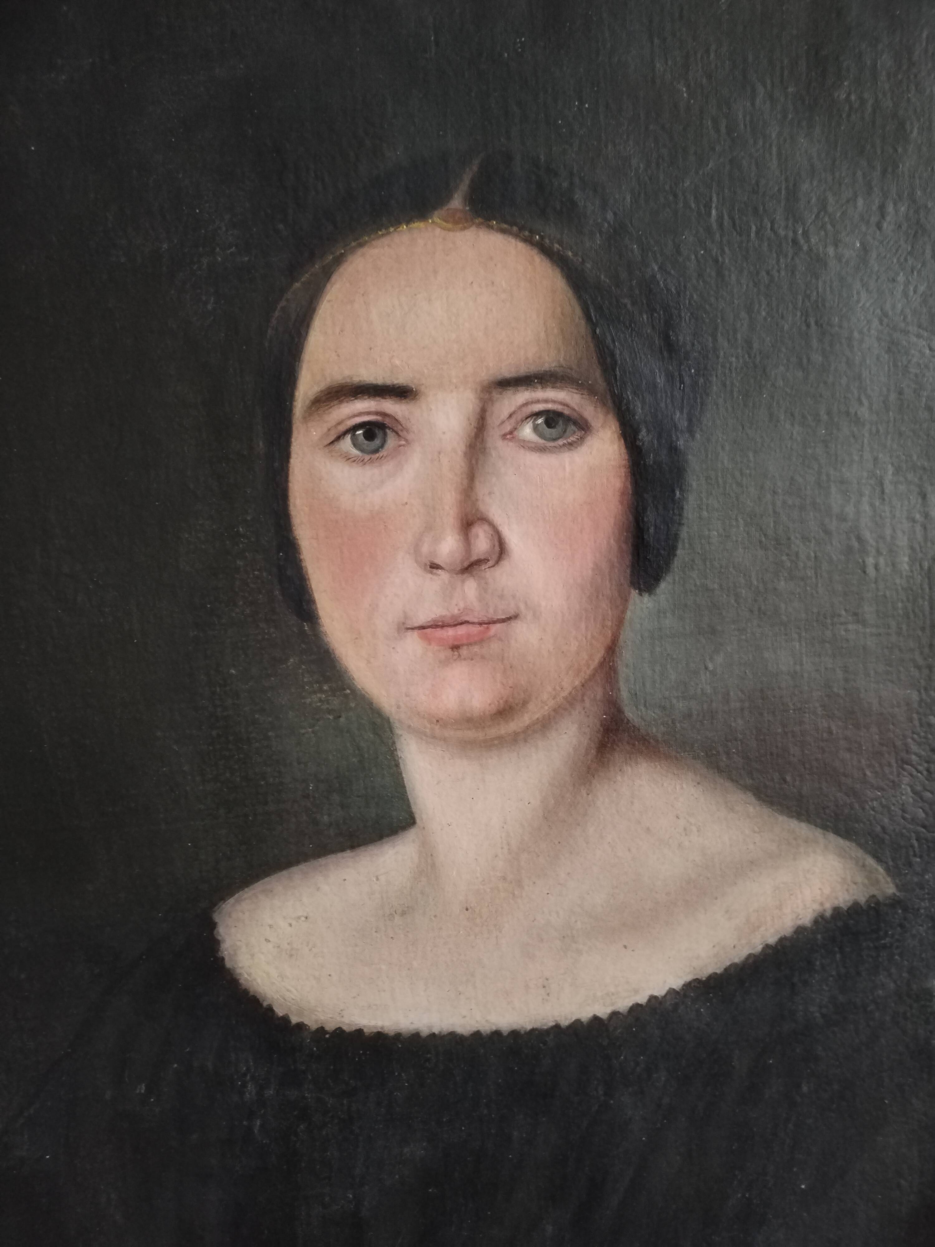 Large oil on canvas 19th century woman