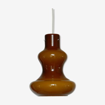 Suspension opaline ambre et blanche à l'intérieur (1970)