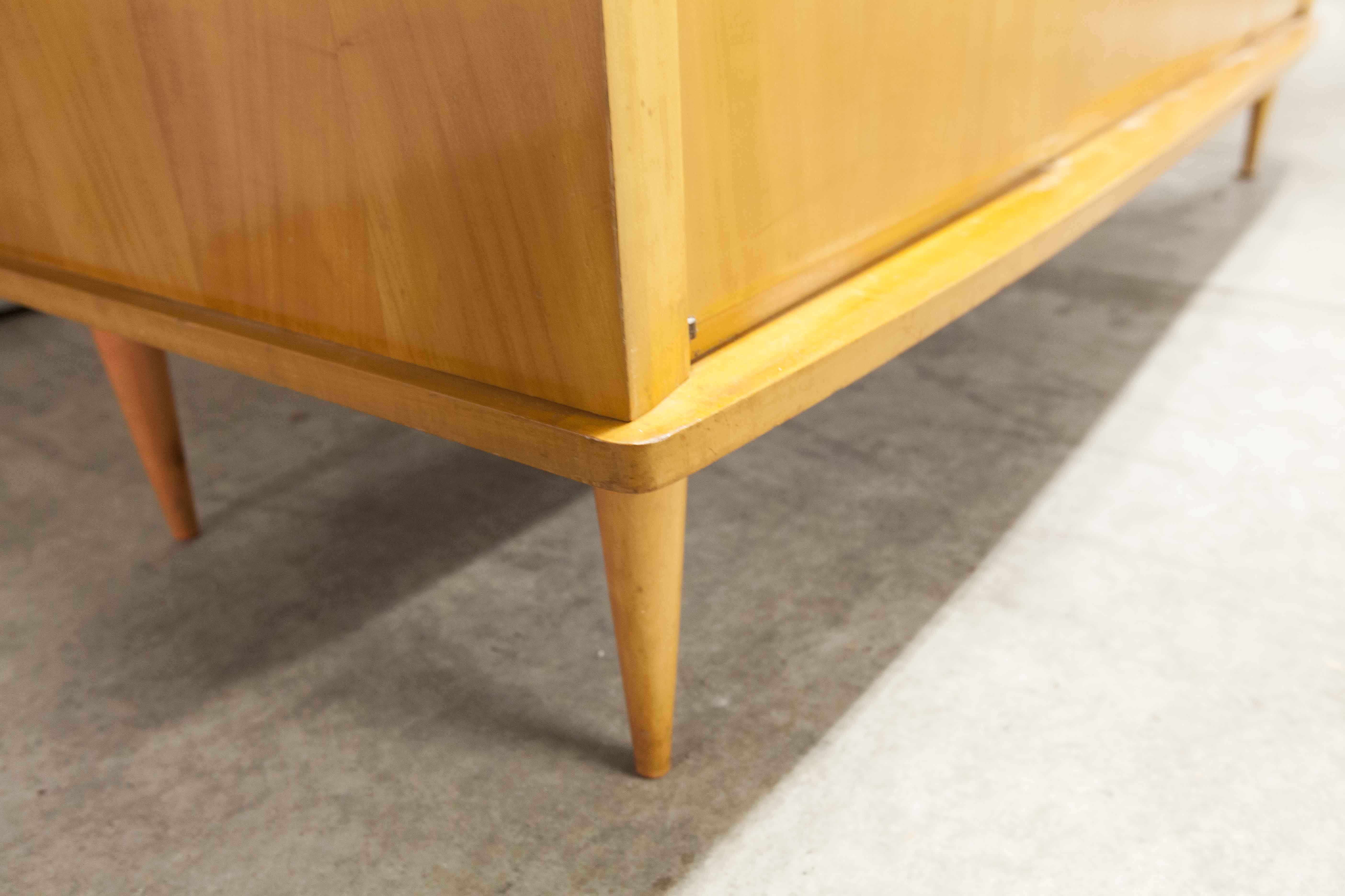 Scandinavian wardrobe 1960 honey color 4 doors L 205 cm