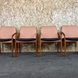 Teak dining chairs model 23 by Henning Kjaernulf for Korup Stolefabric