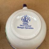 Paire ancienne tasse pornic céramique blanc bleu france vintage #b286