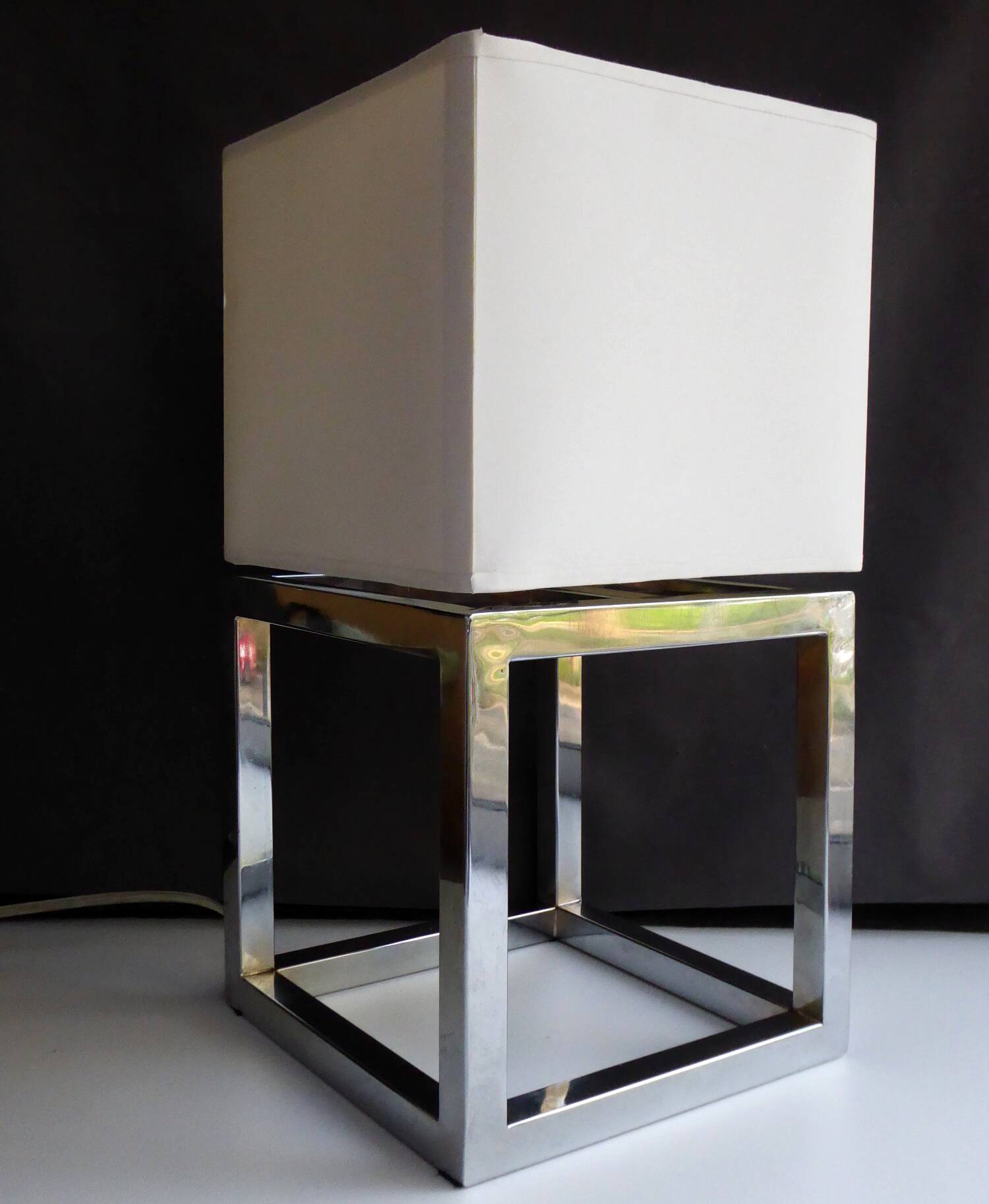 Vintage modernist lamp chrome steel 1970's