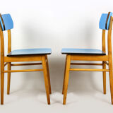 Vintage blue Formica & wood chairs, 1960s, set of 2