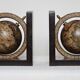 Pair of vintage world map bookends Italy