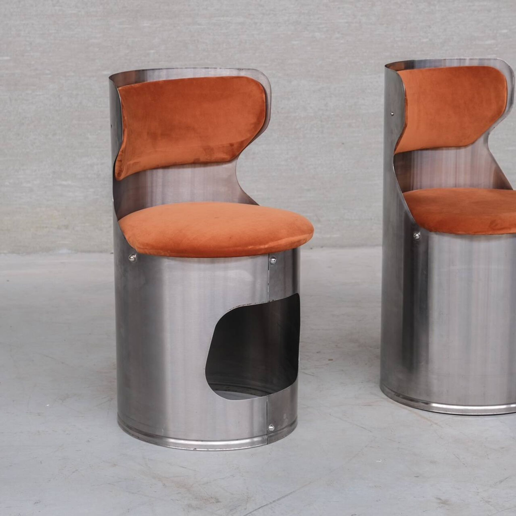 Single Occasional or Vanity Chairs in Brushed Chrome attr. to Willy Rizzo (