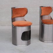 Single Occasional or Vanity Chairs in Brushed Chrome attr. to Willy Rizzo (