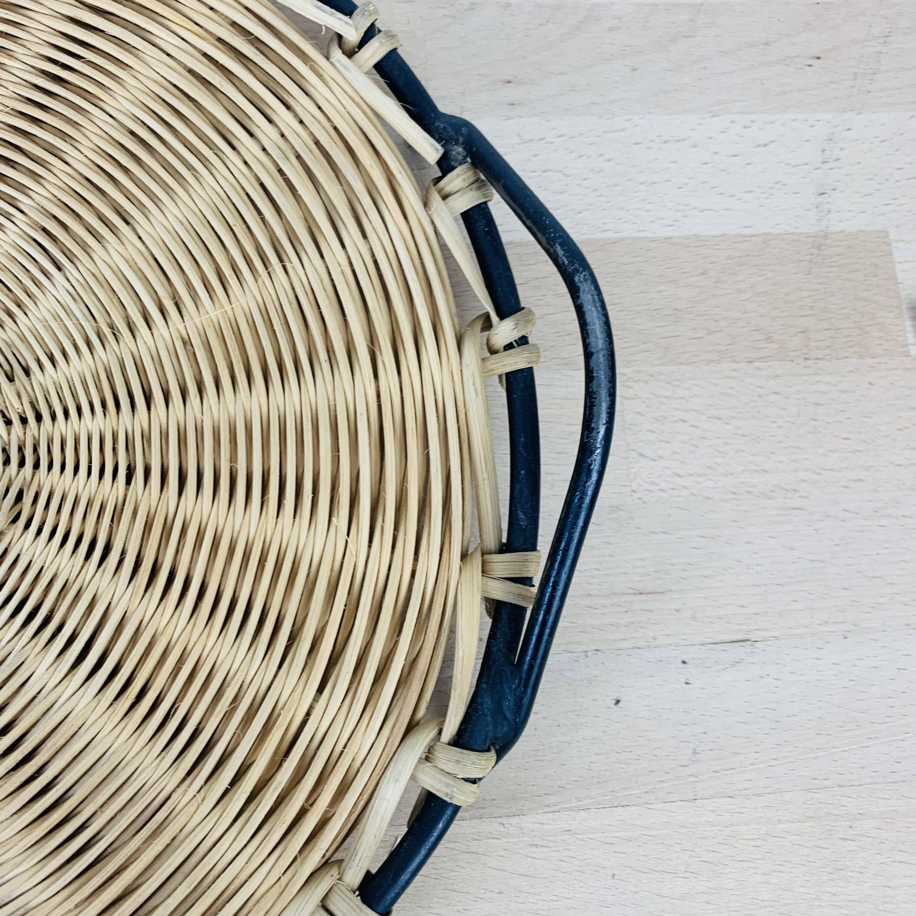 50s metal rattan tray