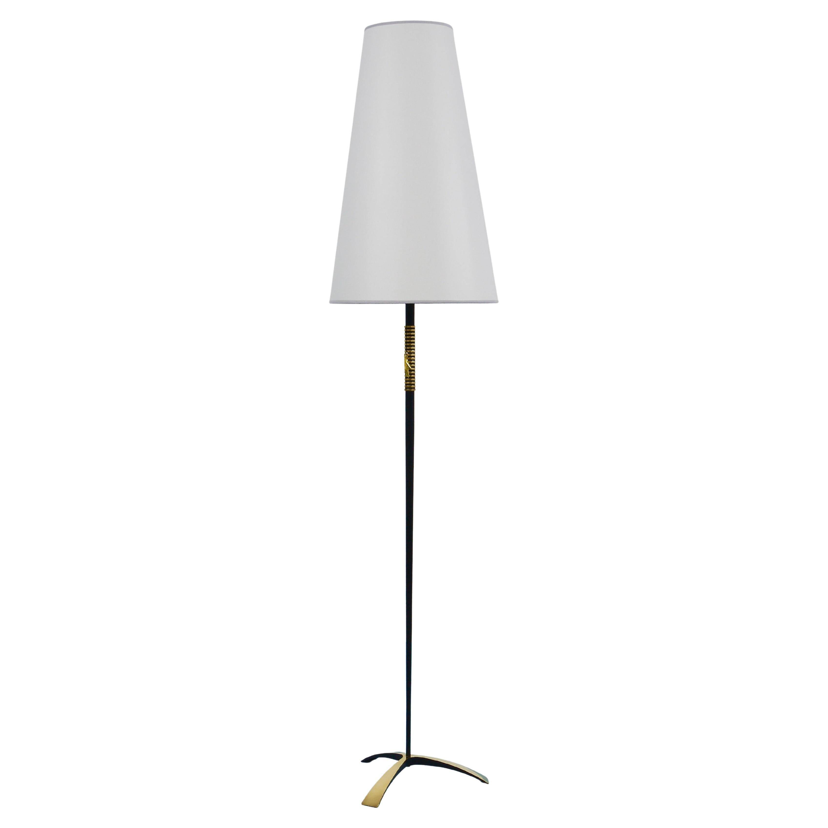 Mid-Century brass floor lamp by Rupert Nikoll, manual switch by Carl Aubock, Austria, 1950.