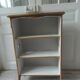 Vintage low depth bookcase in pearl grey interior oak with waxed finish.