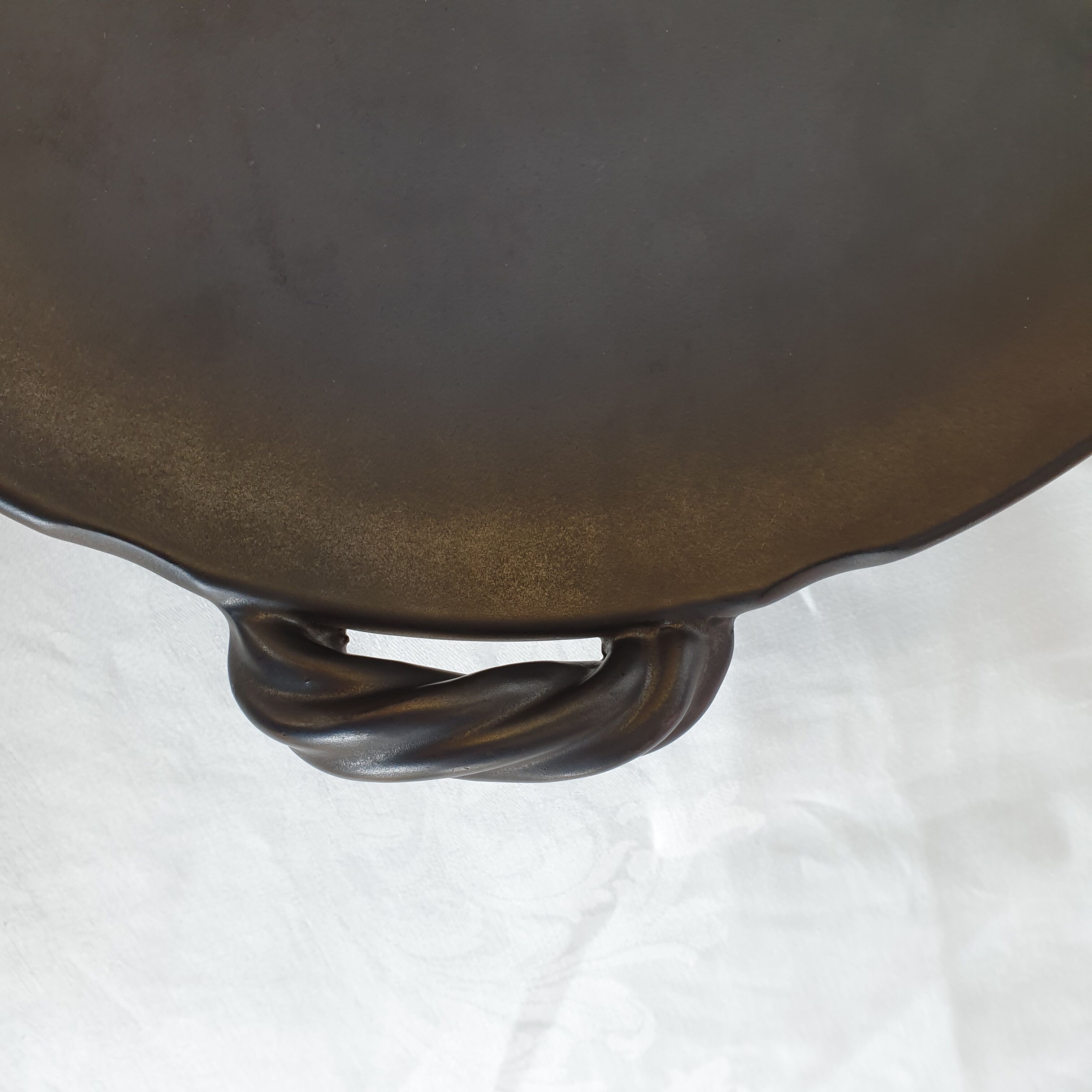 Rare ceramic dish ceramony vallauris vintage lustrous black
