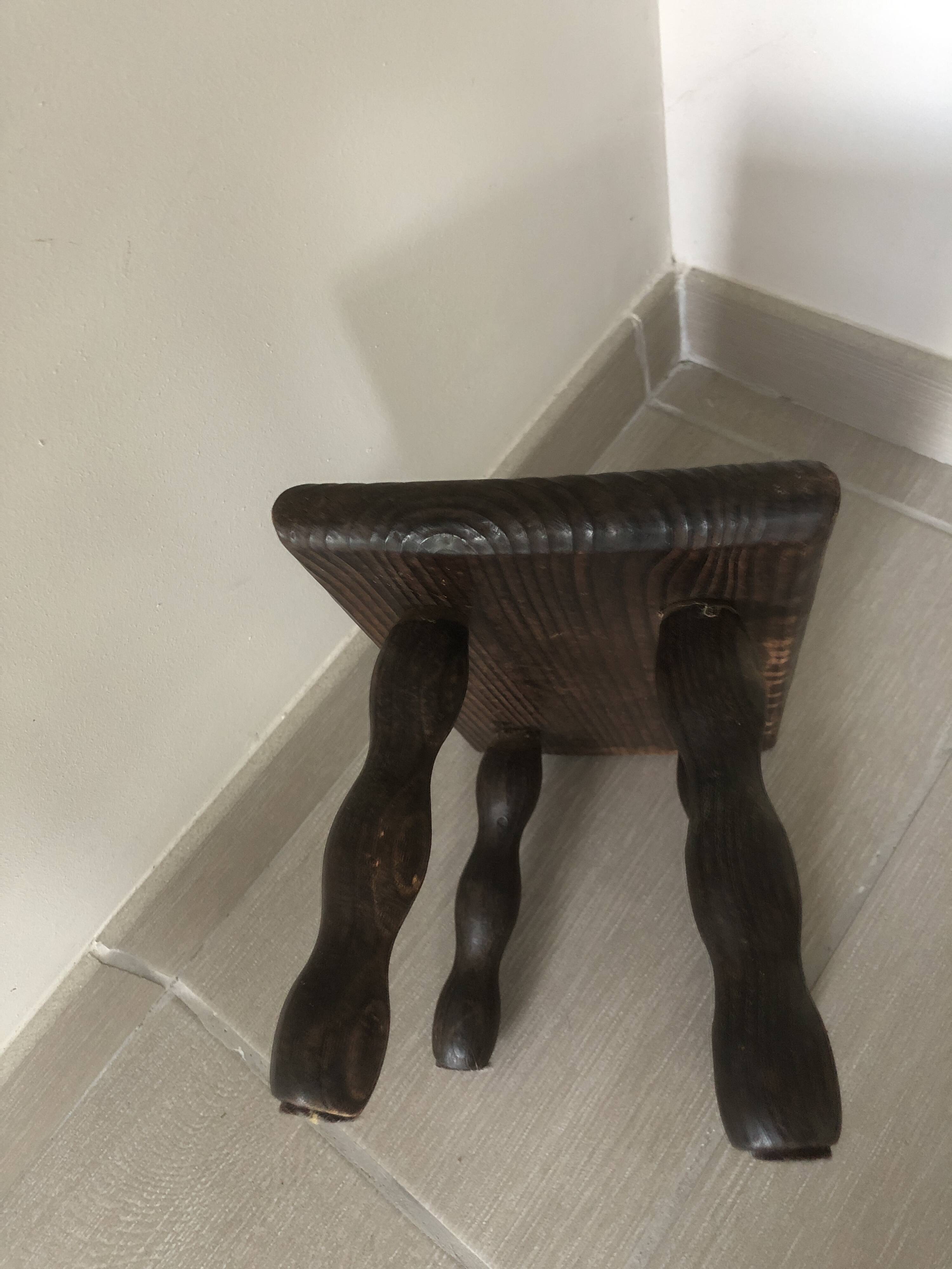 Small wooden bench with beaded legs