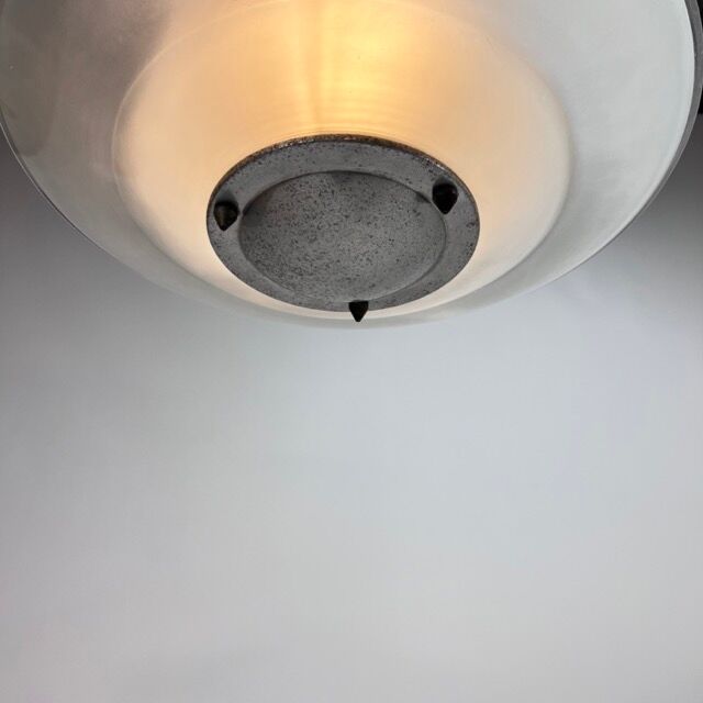 Art deco glass and steel ceiling lamp, 1920