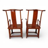 Set of 2 Chinese high-backed armchairs in the style of the Ming Dynasty, 19