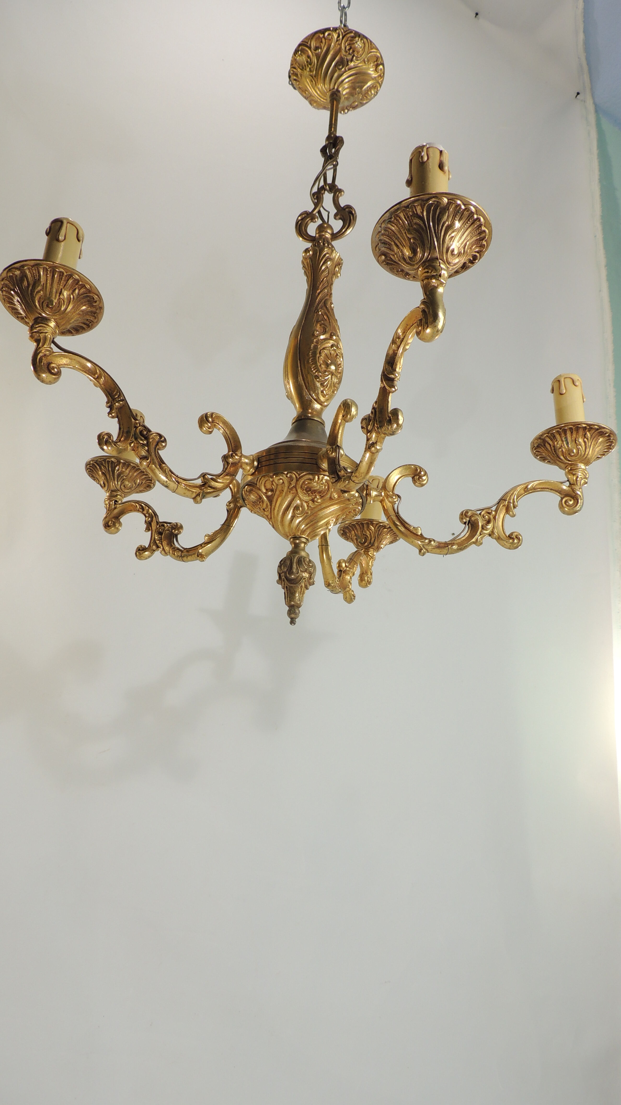 Bronze vintage five-pointed chandelier