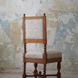 English-style baroque chair with twisted legs in elm, 1920s.
