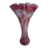 Grand vase corolle évasé 50cm - moucheté rose & blanc Design 70'