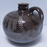 Vintage scarified glazed stoneware pitcher