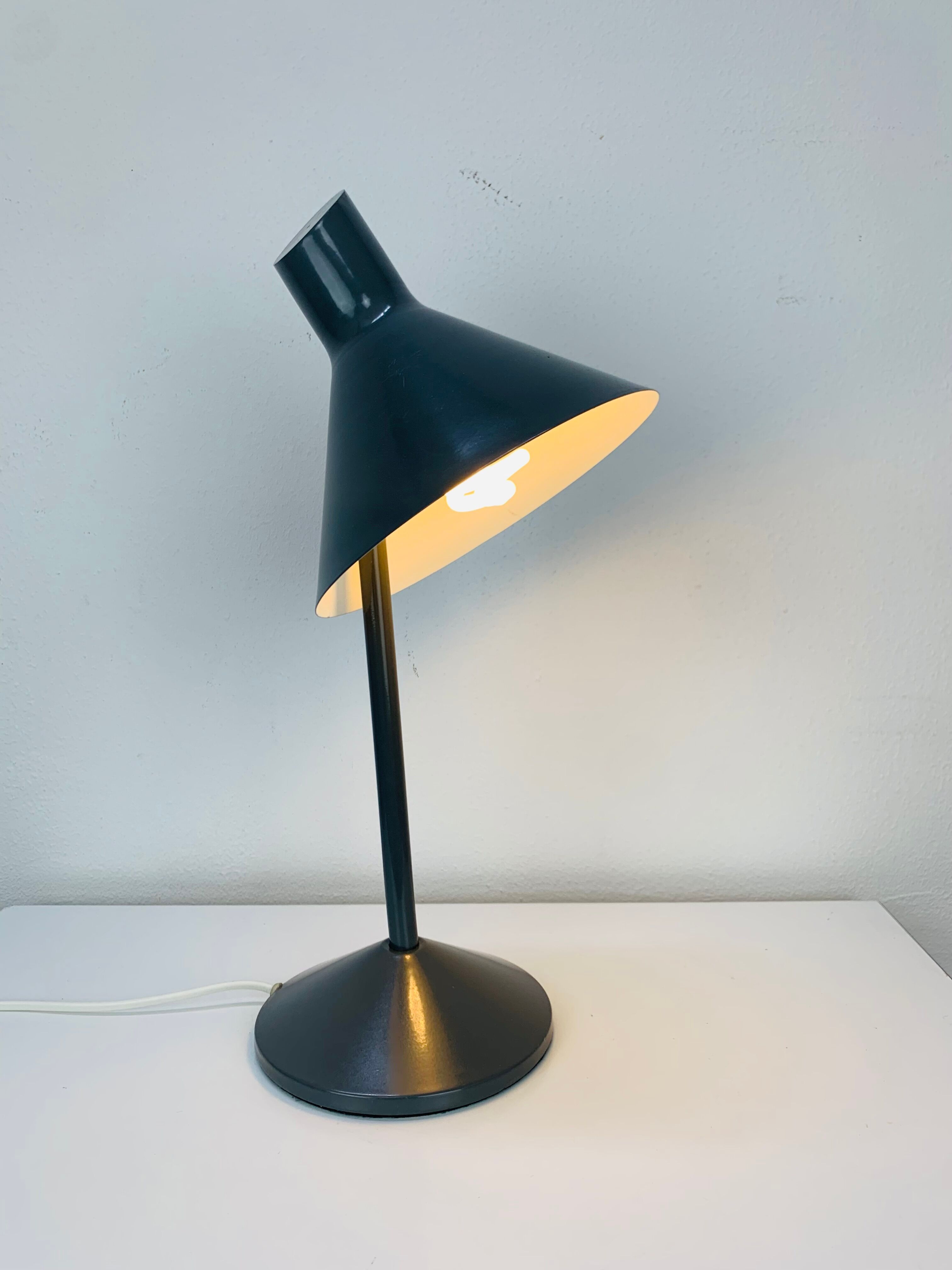 Gray metal desk lamp from the 2000s