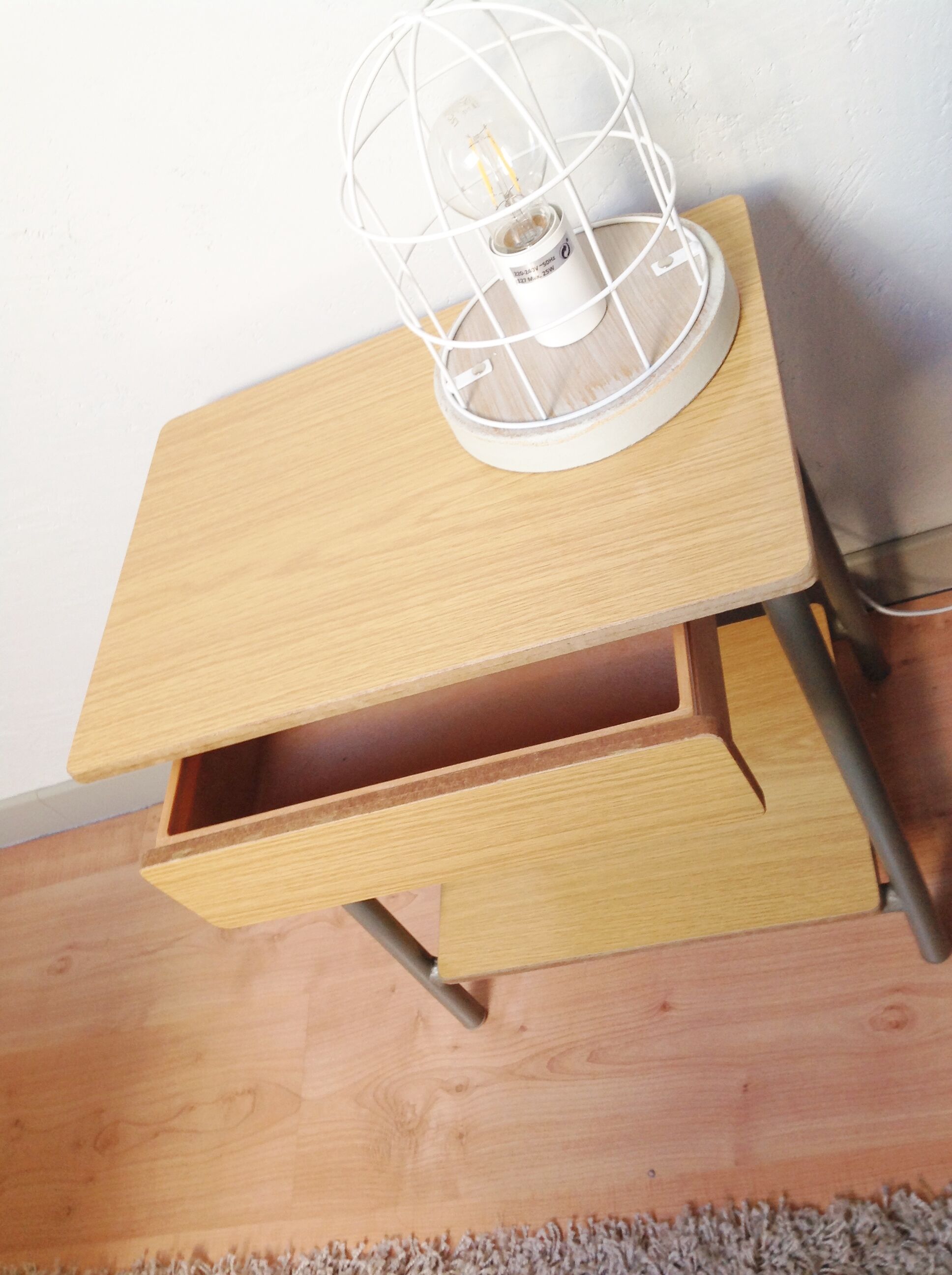 Bedside table in formica imitation wood / vintage 60s-70s