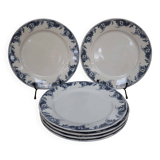 Flat plates in old earthenware with lions of France "Pernelle"