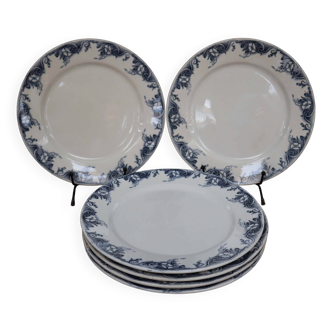 Flat plates in old earthenware with lions of France "Pernelle"