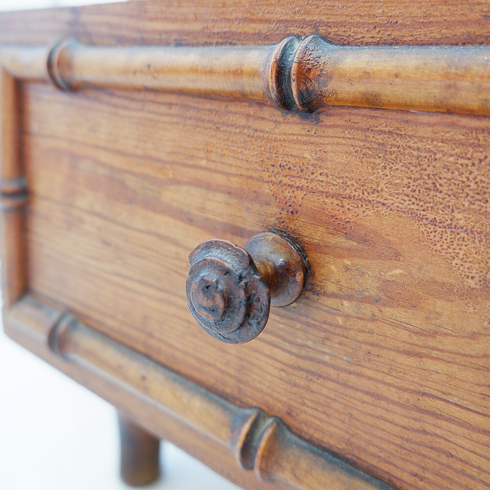 Bamboo-style commode with marble top - Late 19th century