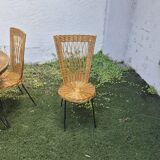 Wicker and black metal dining set