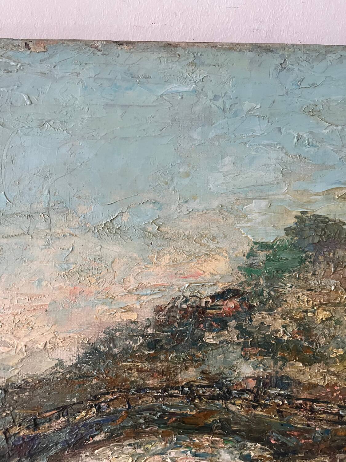 Mediterranean port, oil on canvas knife technique