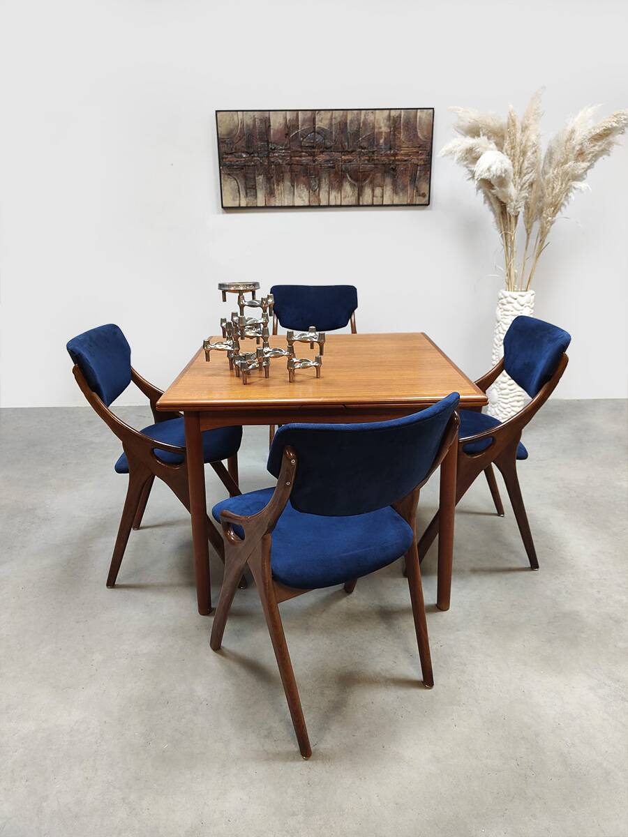 Vintage Danish Square Extendable Teak Dining Table