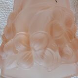 Signed ros - pink glass tulip with octagonal bell flowers - thick molded glass