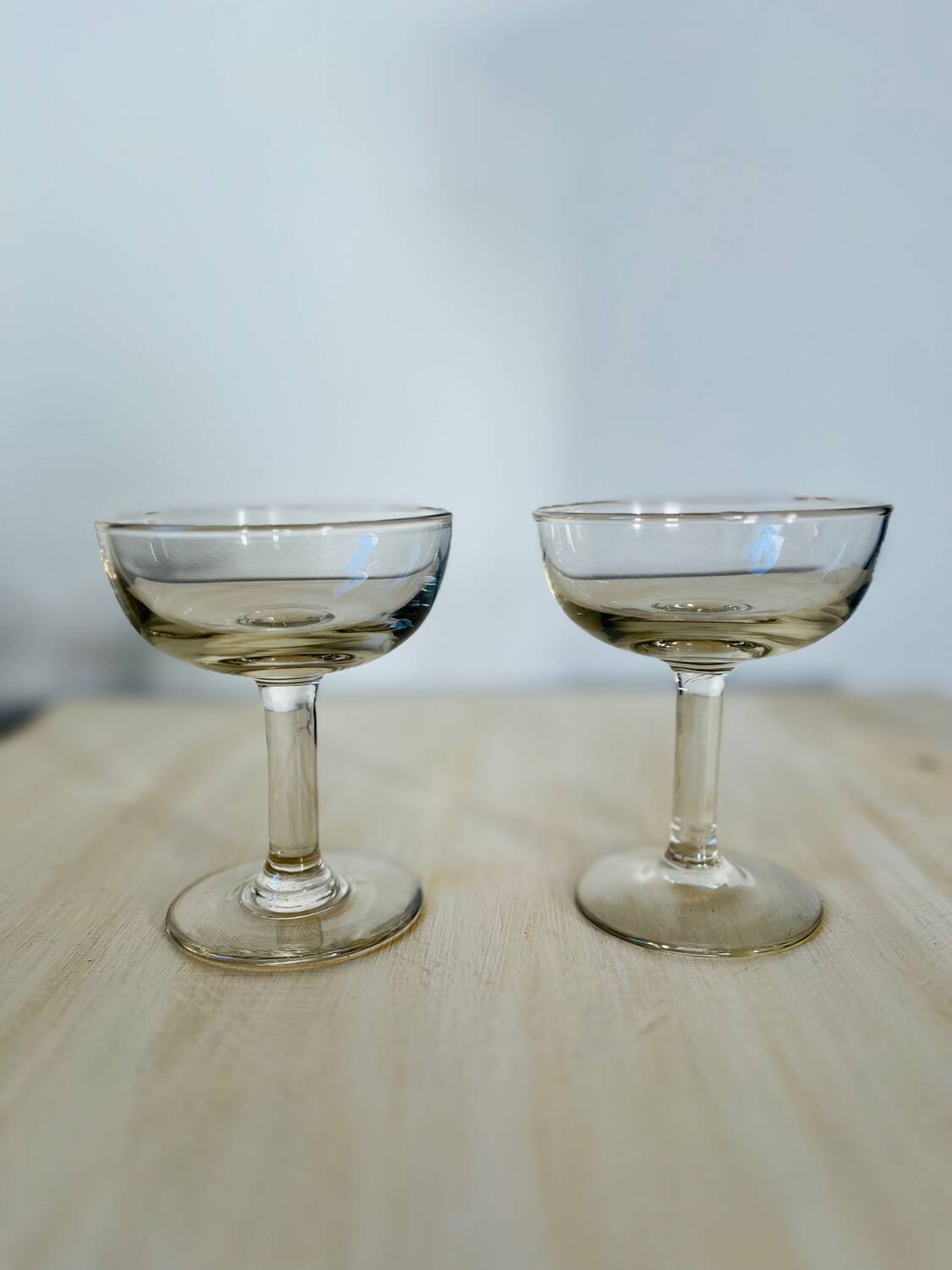 Set of 2 old champagne glasses