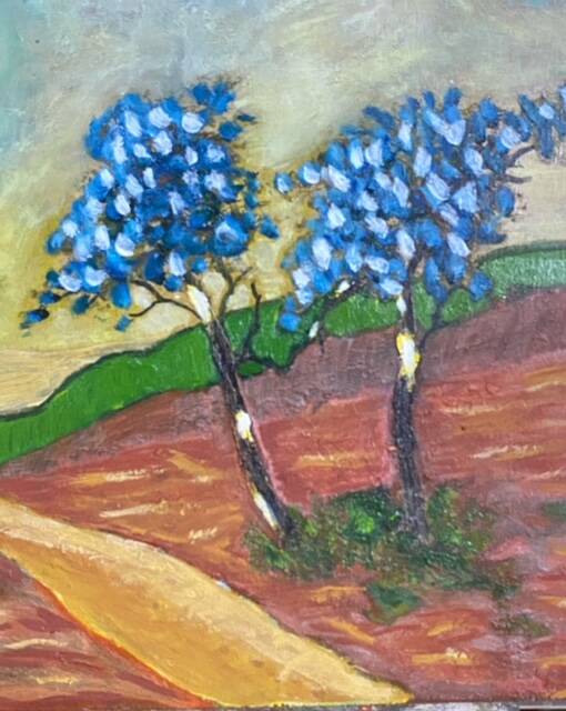 Landscape with blue trees