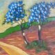 Paysage aux arbres bleus