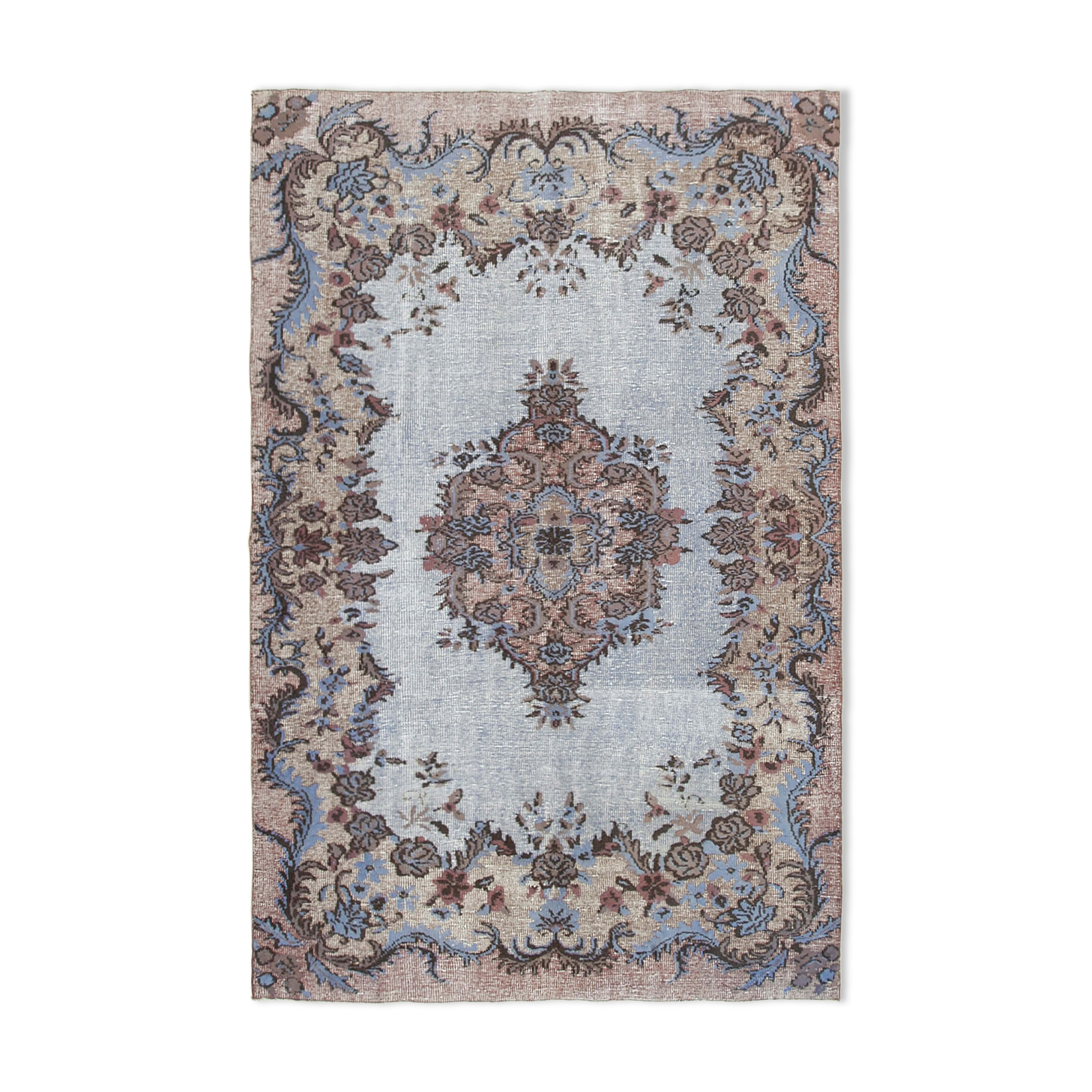 Handmade oriental 1980s 187 cm x 285 cm blue rug