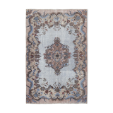 Handmade oriental 1980s 187 cm x 285 cm blue rug