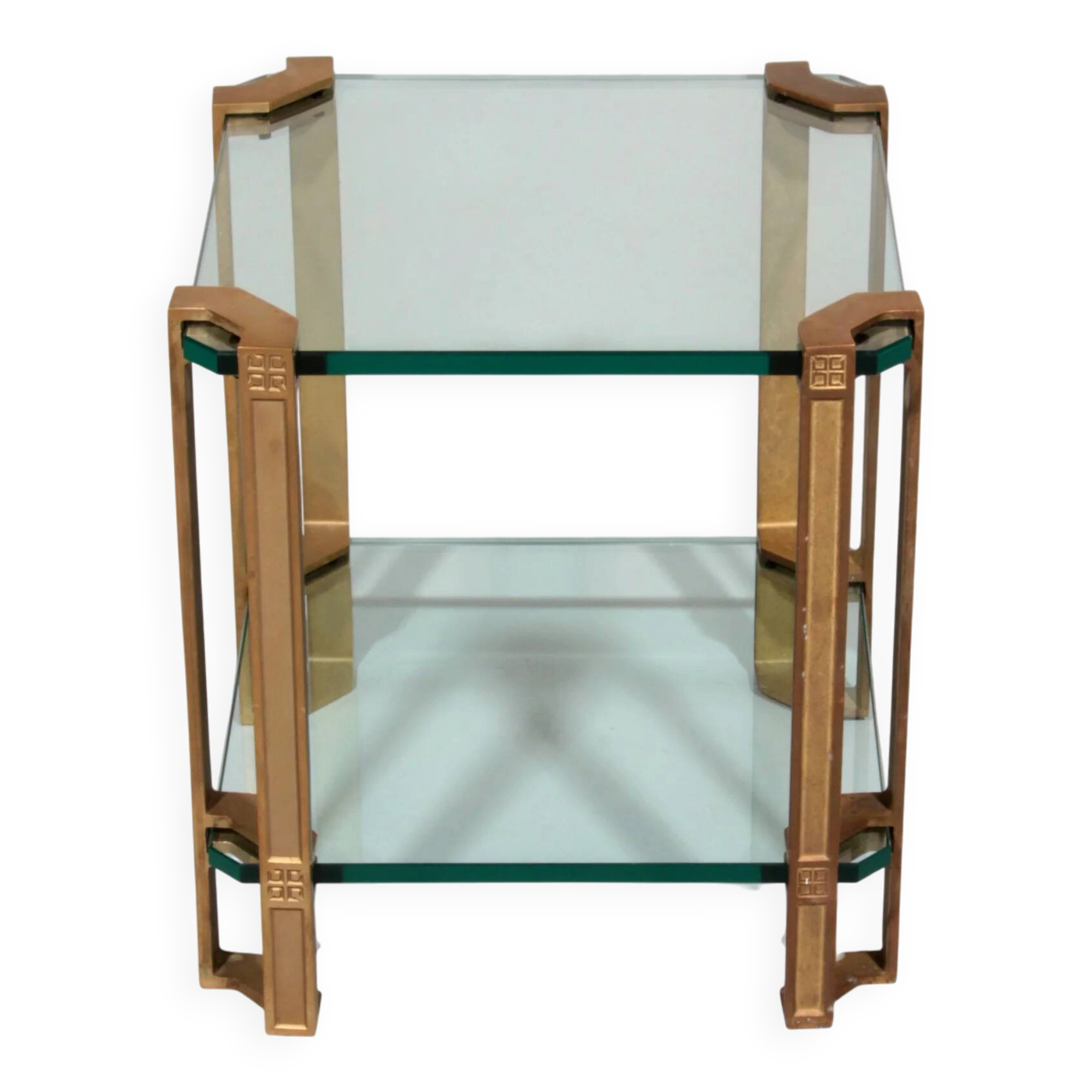 Peter Ghyczy T24 side or coffee table double glass 70s design 40x40x45