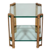 Table d'appoint ou table basse Peter Ghyczy T24 en verre double design des années 70 40x40x45.