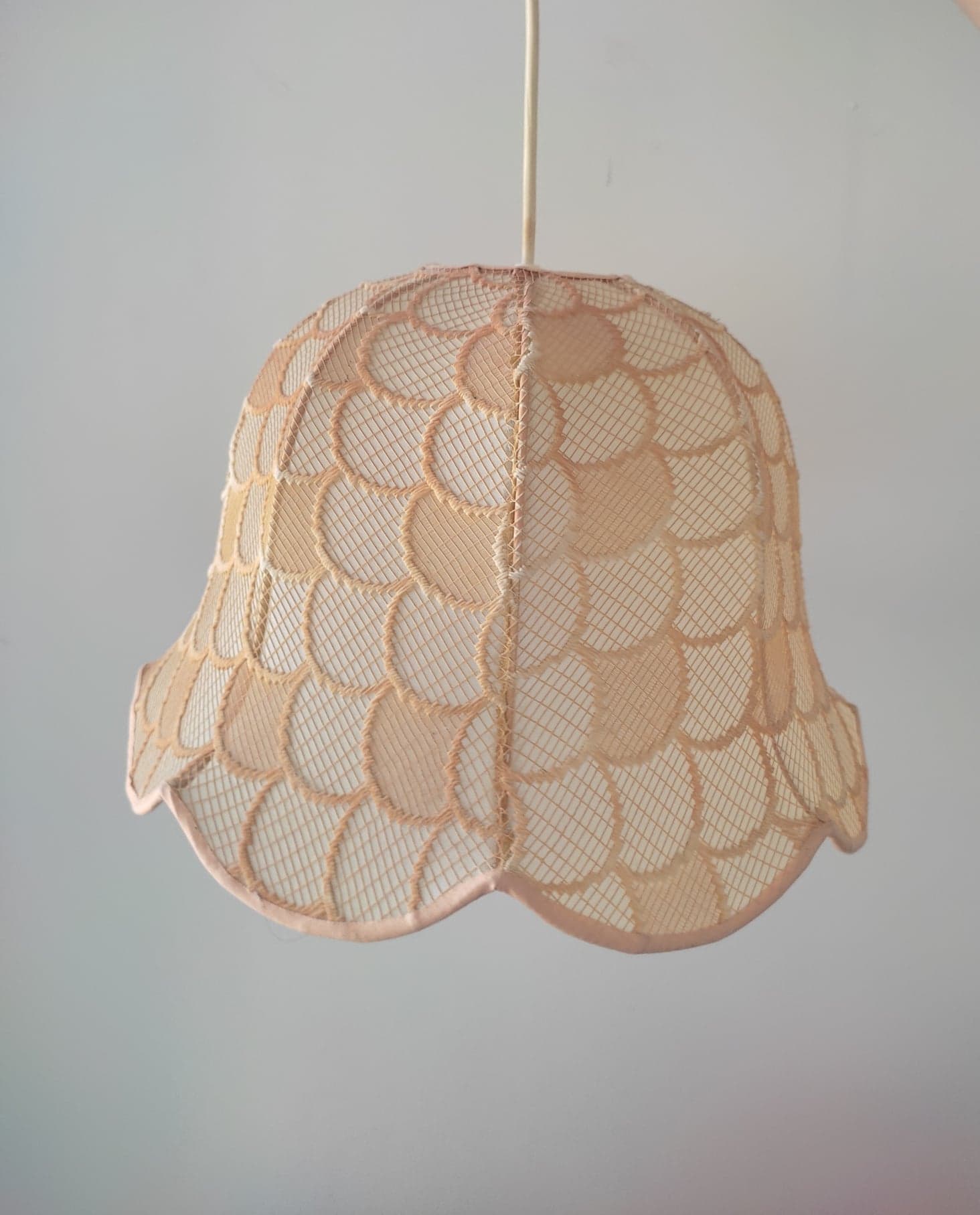 Salmon pink/blush lace pendant lamp