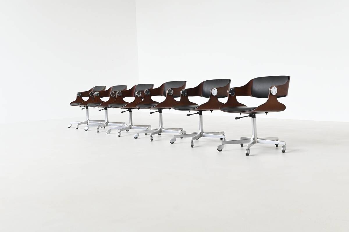 Eugen Schmidt set of six dining or conference chairs in teak Germany 1965