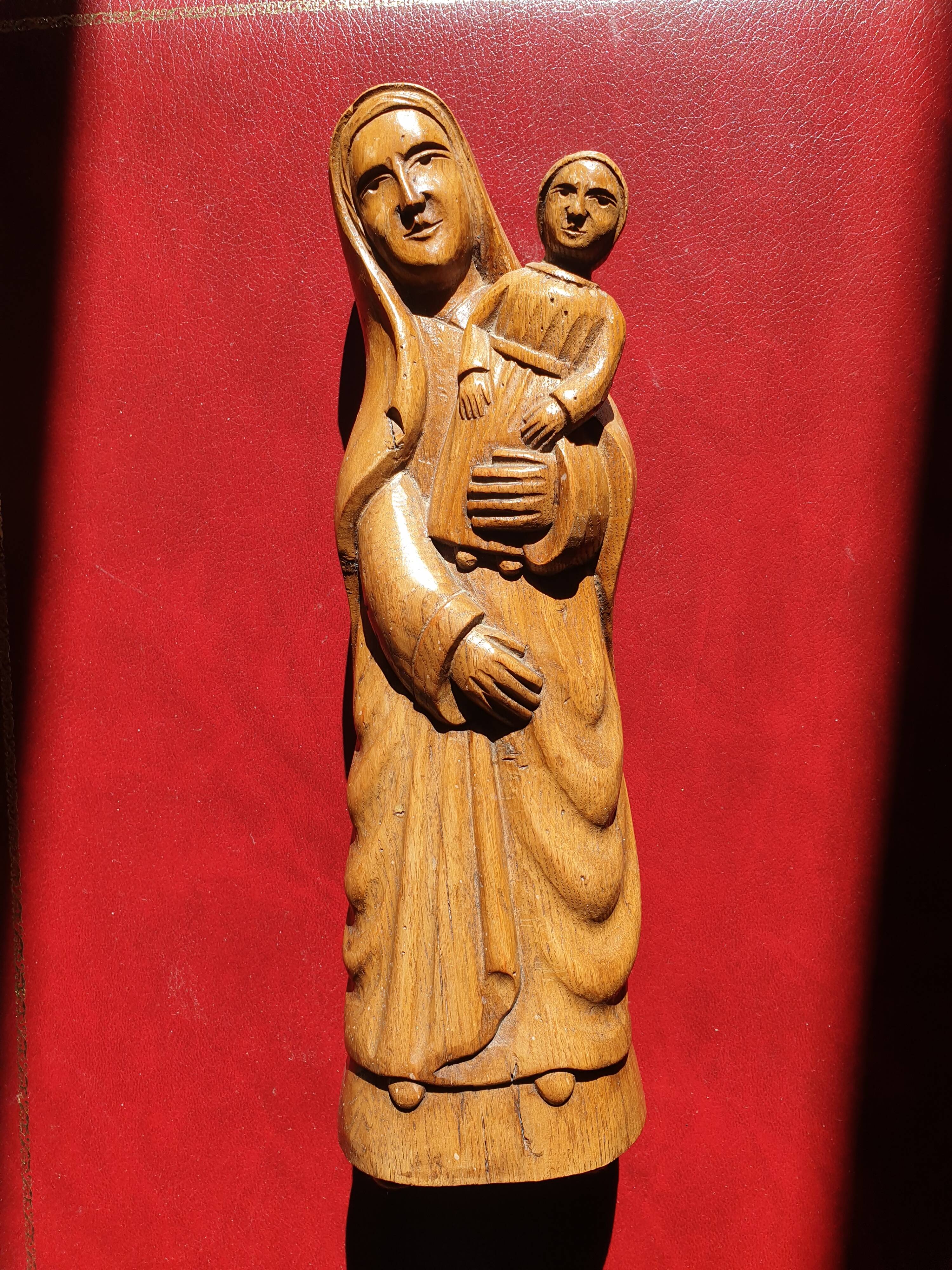 Holy Virgin and Child in wood 31 cm popular art late 19th century early 20th century