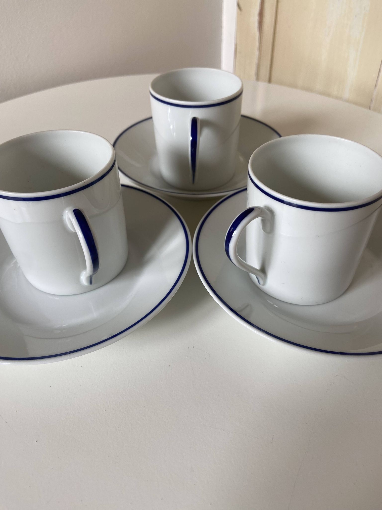 Set of 3 Jammet Seignolles coffee cups and bowls in Limoges model ROYAN