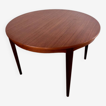 Table ronde en teck avec rallonges design scandinave des années 60 vintage