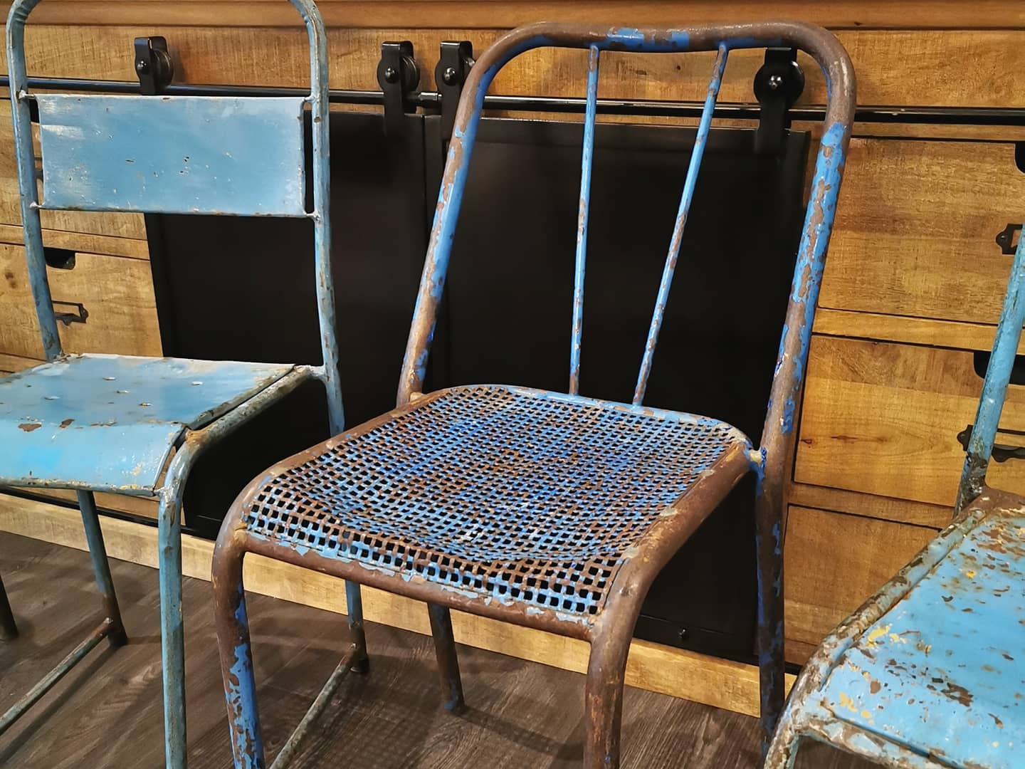 Set of 5 mismatched industrial chairs